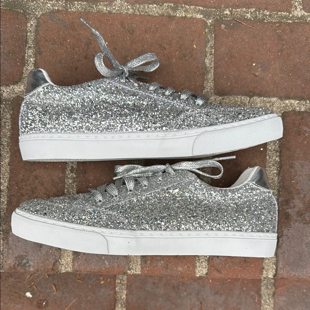 New Sparkling Silver Glitter Sneakers - Picture 4 of 8